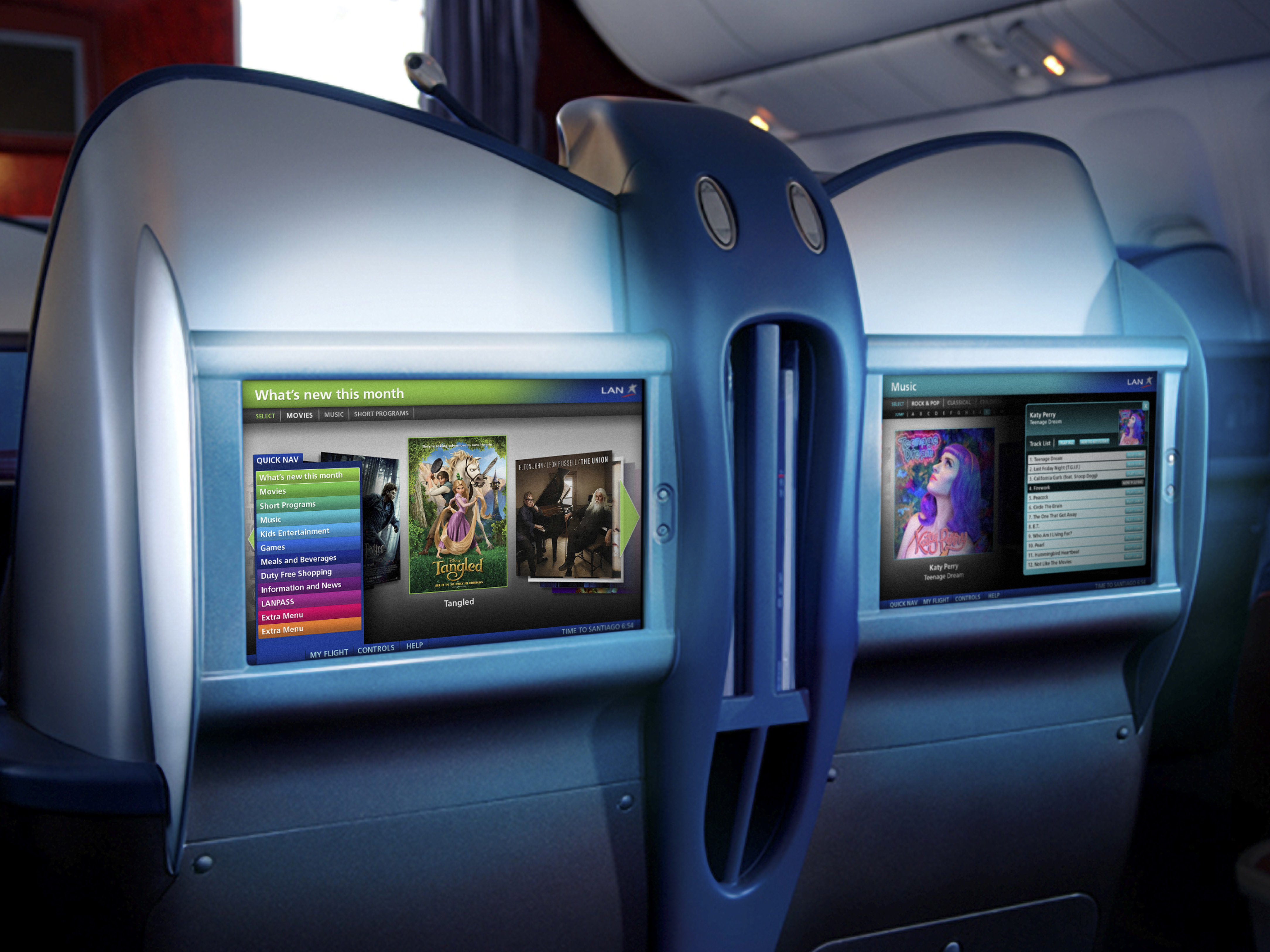 Seatback screen designs for LAN Airlines